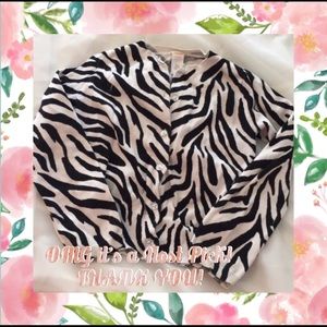 Zebra print girls cardigan with sparkle buttons